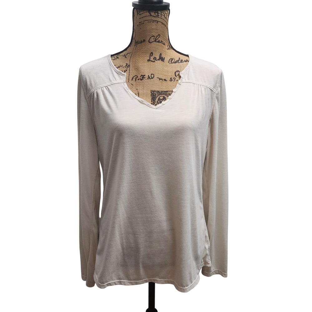 Marmot Women's Long Sleeve V Neck Casual Topβ Beige Size L